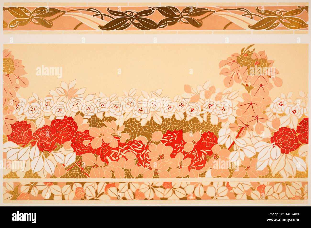 Rosenfries, Rose, Fries Inneneinrichtung entworfen von Rene Bacard aus Dekorative Vorbilder XVII, 1906 Stockfoto