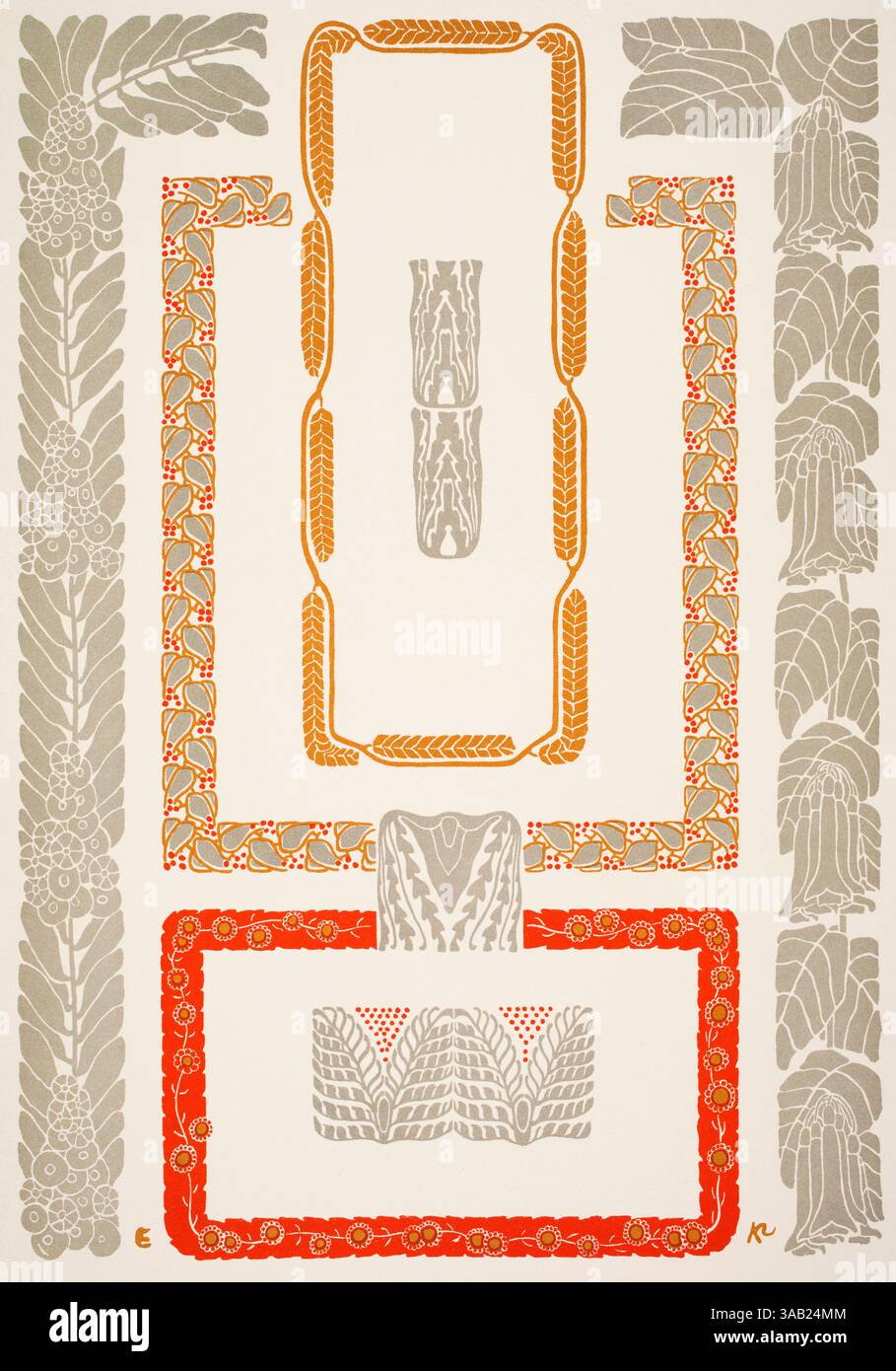 Ornamentale studien des deutschen Architekten und Designers Erich Kleinhempel aus Dekorative Vorbilder XVII, 1906 Stockfoto