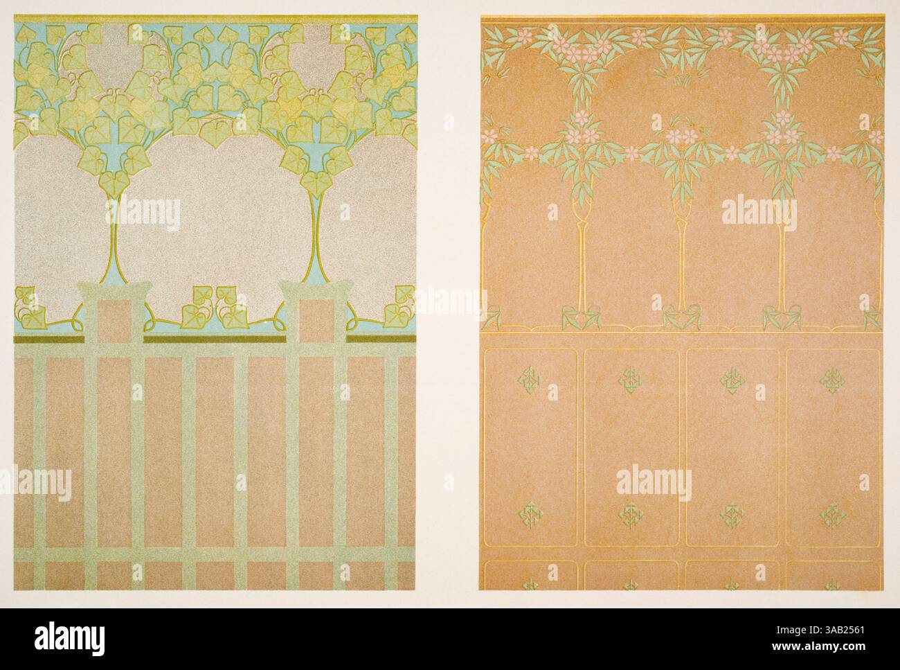 Wandmalereien, Wandmalereien von Felix Aubert aus Dekorative Vorbilder XVII, 1906 Stockfoto