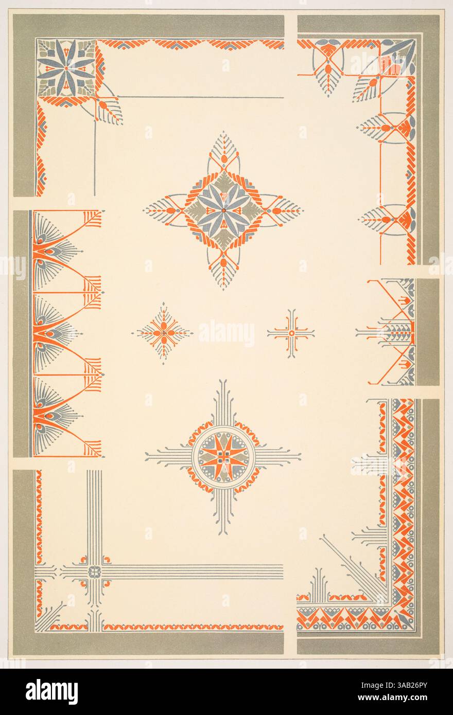 Plafond-Motiv, Deckendesign des niederländischen Künstlers Jan Bertus Heukelom aus Dekorative Vorbilder XVII, 1906 Stockfoto