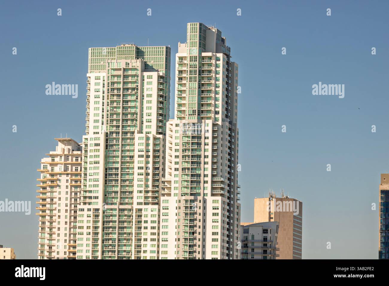 Miami, Florida, Finanzviertel im Stadtzentrum. Skyline und Wolkenkratzer der USA Stockfoto