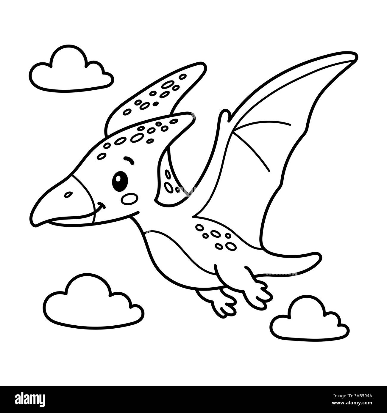 Fröhliches Pterodactyl-Fliegen in den Himmel für Kinder, ideal für lustige Dino-Aktivitäten Stock Vektor