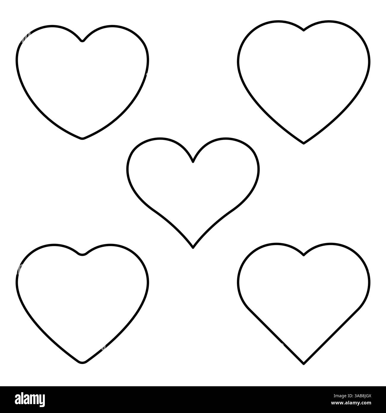 Herzen, Satz von schwarz-weißen Herzform Symbol, Vektor-Illustration Stock Vektor