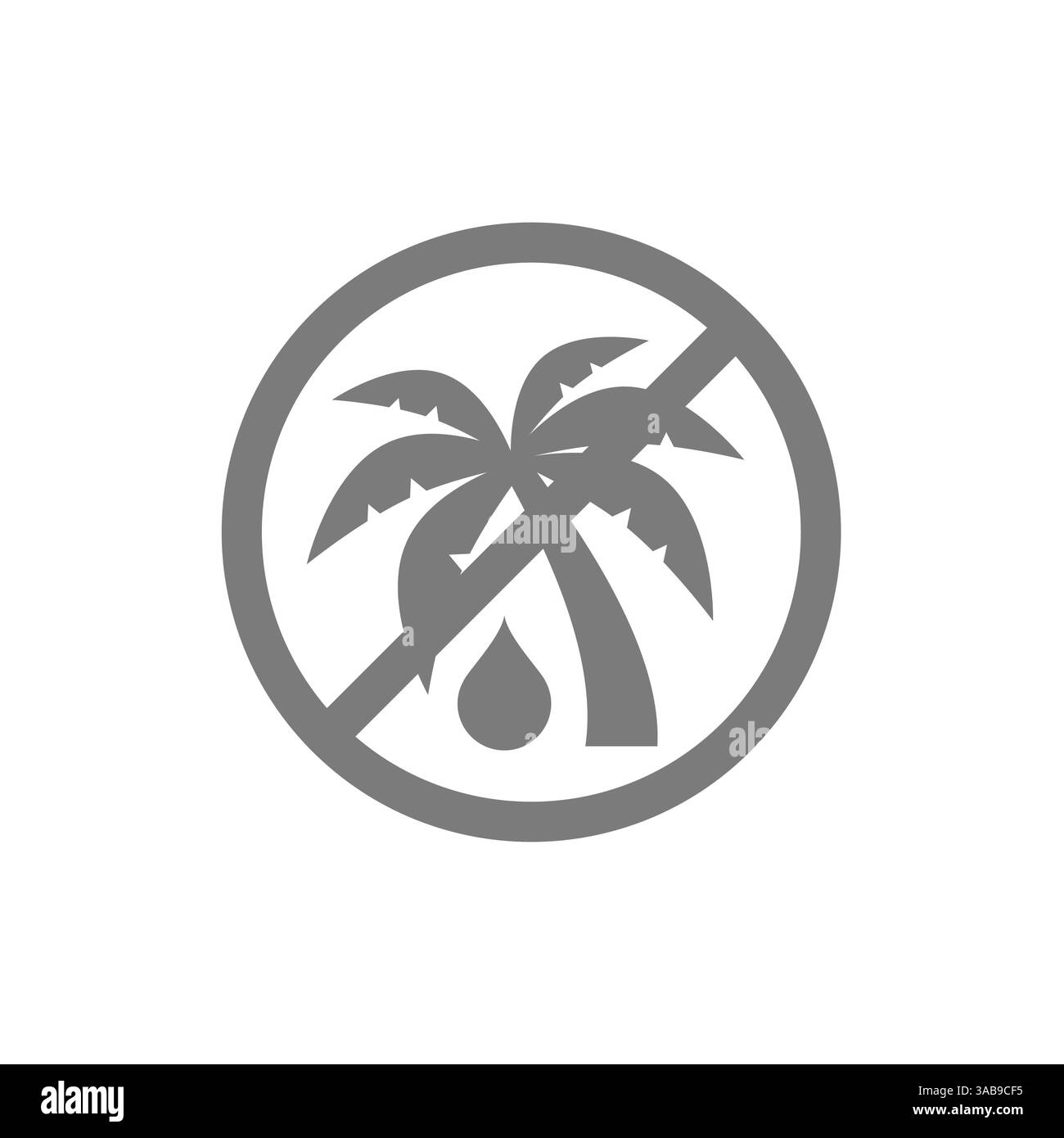 Kein Palmöl-Vektor-Etikett. Palmöl-frei gekreuztes Verbotssymbol. Stock Vektor
