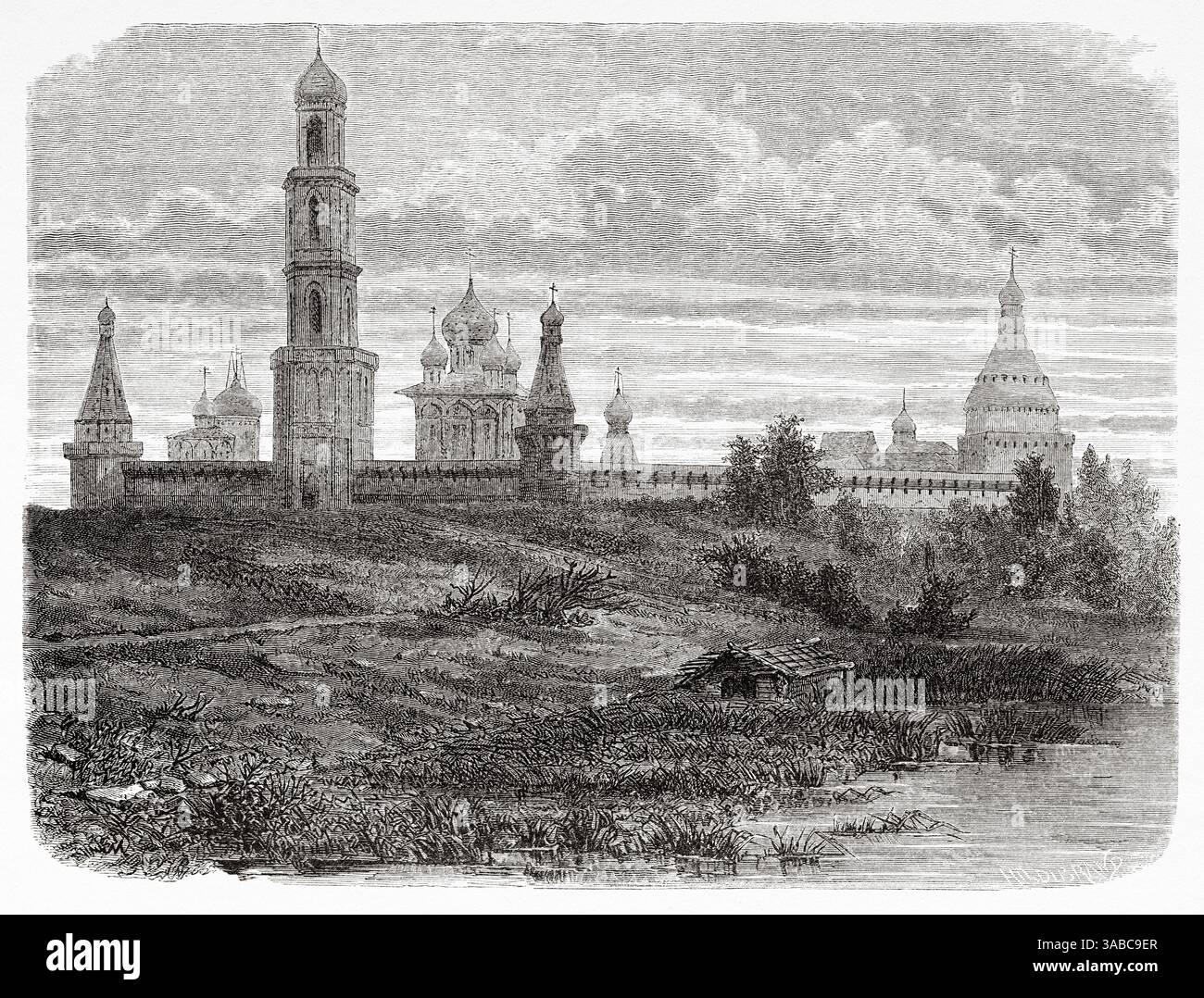 Simonow-Kloster, Moskau. Russland. Zeichnung von Hubert Clerget (1818–1899) Reise ins freie Russland 1869 von William Hepworth Dixon. Le Tour du Monde 1872 Stockfoto