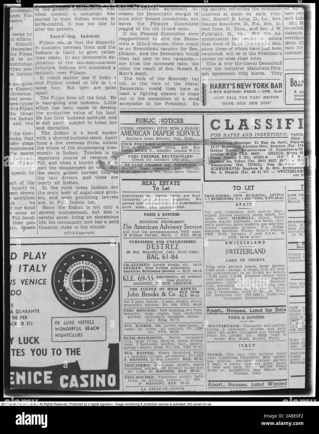 Carl Fredrik Reuterswärd, schwedischer Künstler, 1934–2016. Seine Kunst ist in Museen und öffentlichen Räumen auf der ganzen Welt vertreten, wie nur wenige andere schwedische Künstler. Am 15. Januar 1963 kündigte Carl Fredrik Reuterswärd der Welt seinen „Urlaub“ an. Dies erfolgte durch eine Werbung in der New York Herald Tribune am 15. Januar 1963. Die Schlagzeile lautete: „CARL FREDRIK REUTERSWÄRD ist für Feiertage 1963–1972 geschlossen.“ Die Werbung ist eines seiner berühmtesten Werke. 382A-8 se CFR18 Stockfoto