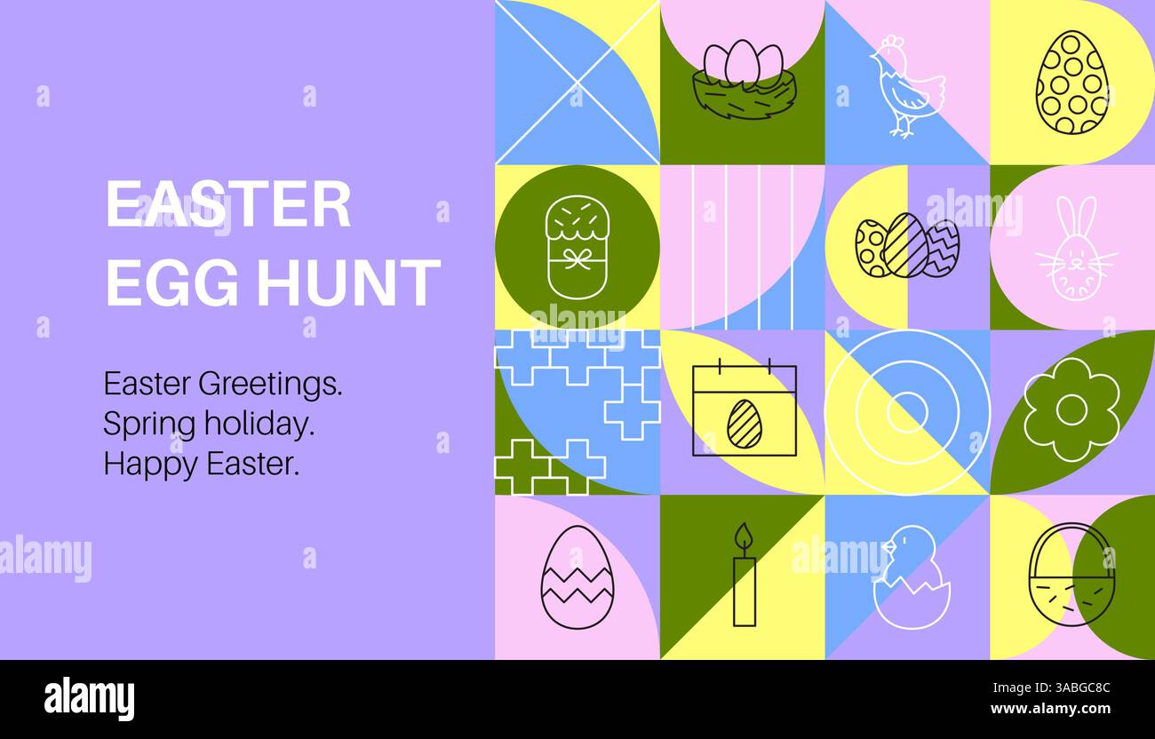 Ostereier Banner Linie Geometrisch Stock Vektor