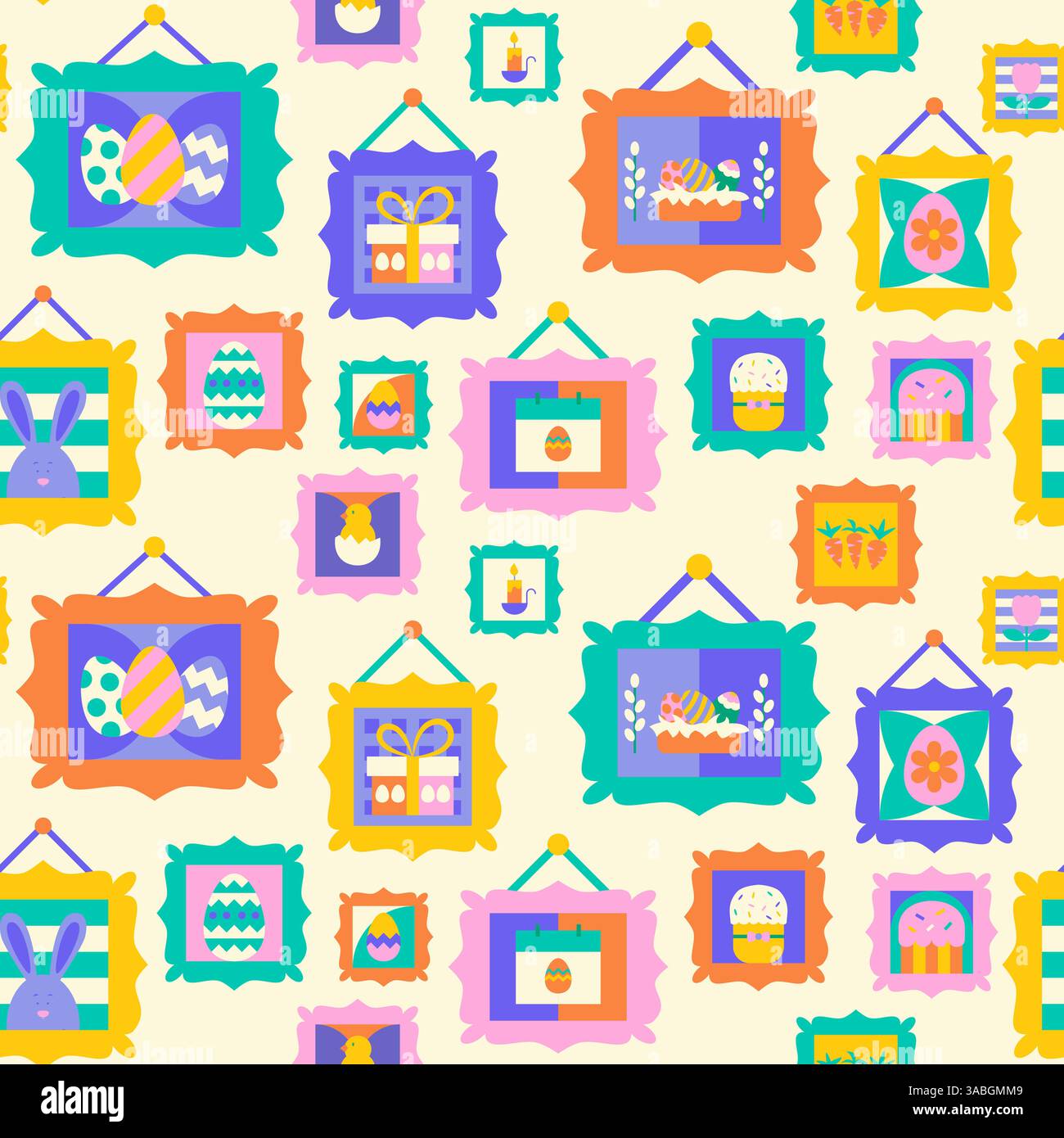 Happy Easter Gemälde Nahtloses Muster Stock Vektor