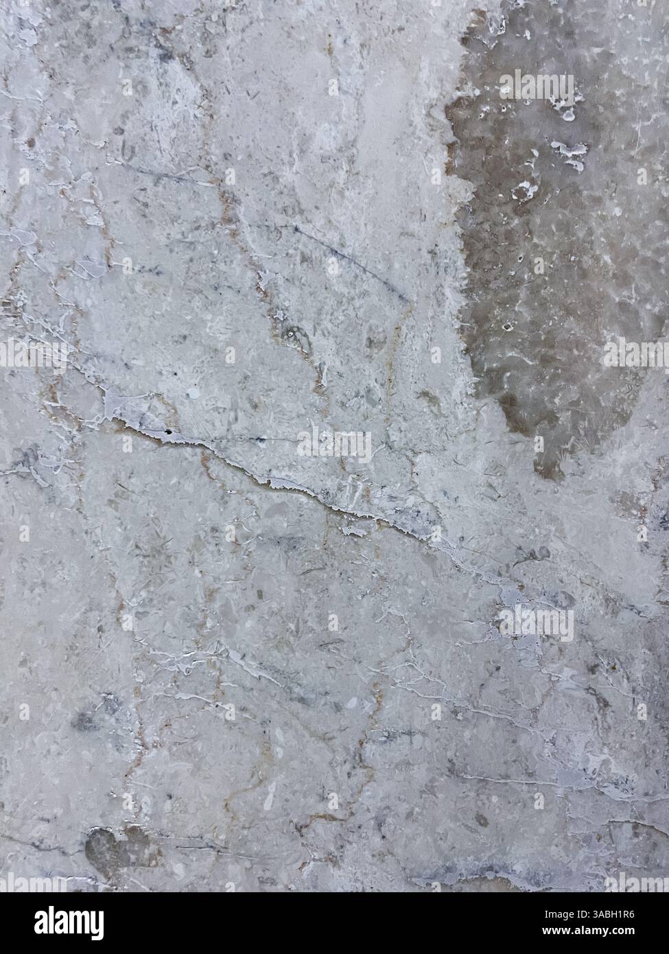 Nahaufnahme Weiße Marmor-Textur mit natürlichem Muster, leere Vorlage Marmorplatte als Hintergrund - Smartphone-aufgenommenes Stockfoto
