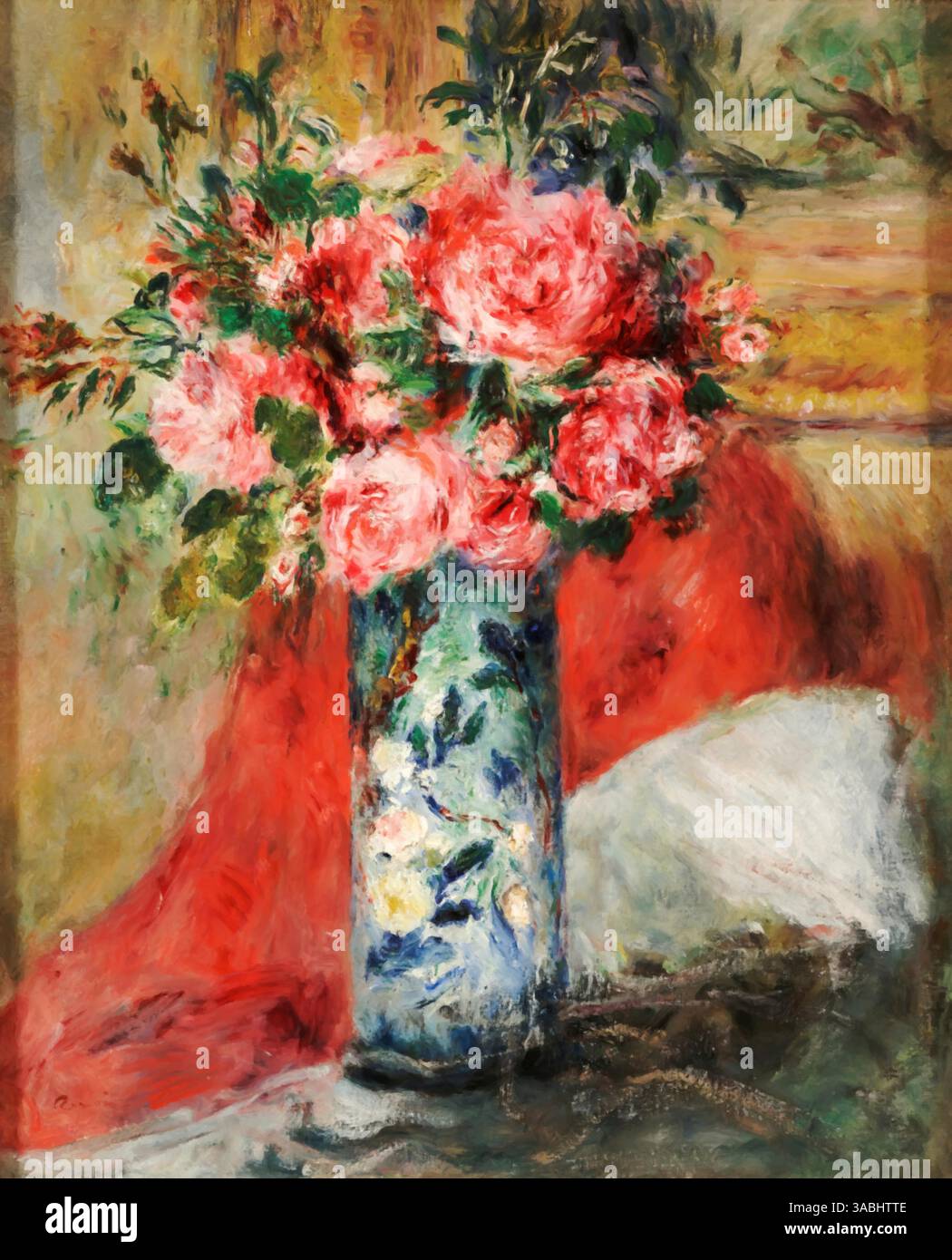 Rosen und Pfingstrosen in einer Vase, 1876 (Gemälde) von Renoir, Pierre Auguste (1841–1919) Französisch Stock Vektor