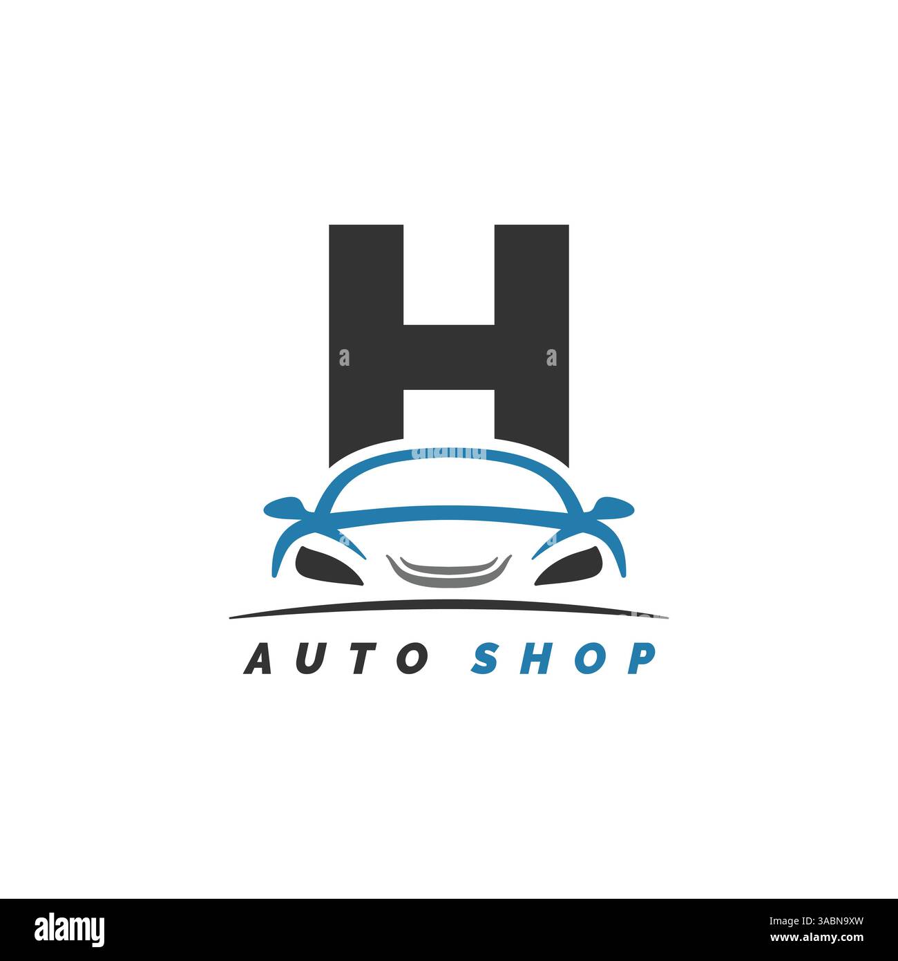 Automechaniker mit Buchstabe H-Logo und Fahrzeugdesign. Symbol im Autostil mit Buchstabe H Stock Vektor