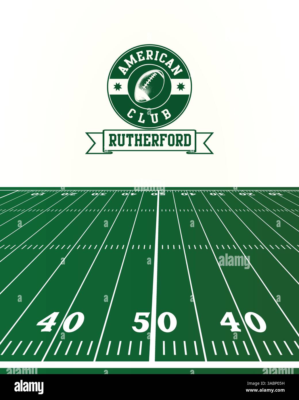 City of Rutherford Stamp, American Football Green Field, Vektor-Illustration abstraktes bearbeitbares Bild, Social Media Post Stock Vektor