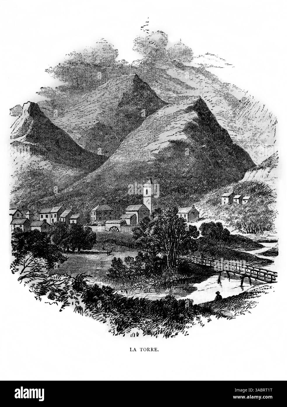 Abbildung von La Torre, wo der Protestante Michael Greve festgenommen und von der Brücke in den Fluss geworfen wurde Michael Greve war ein erfahrener Schwimmer und Stockfoto