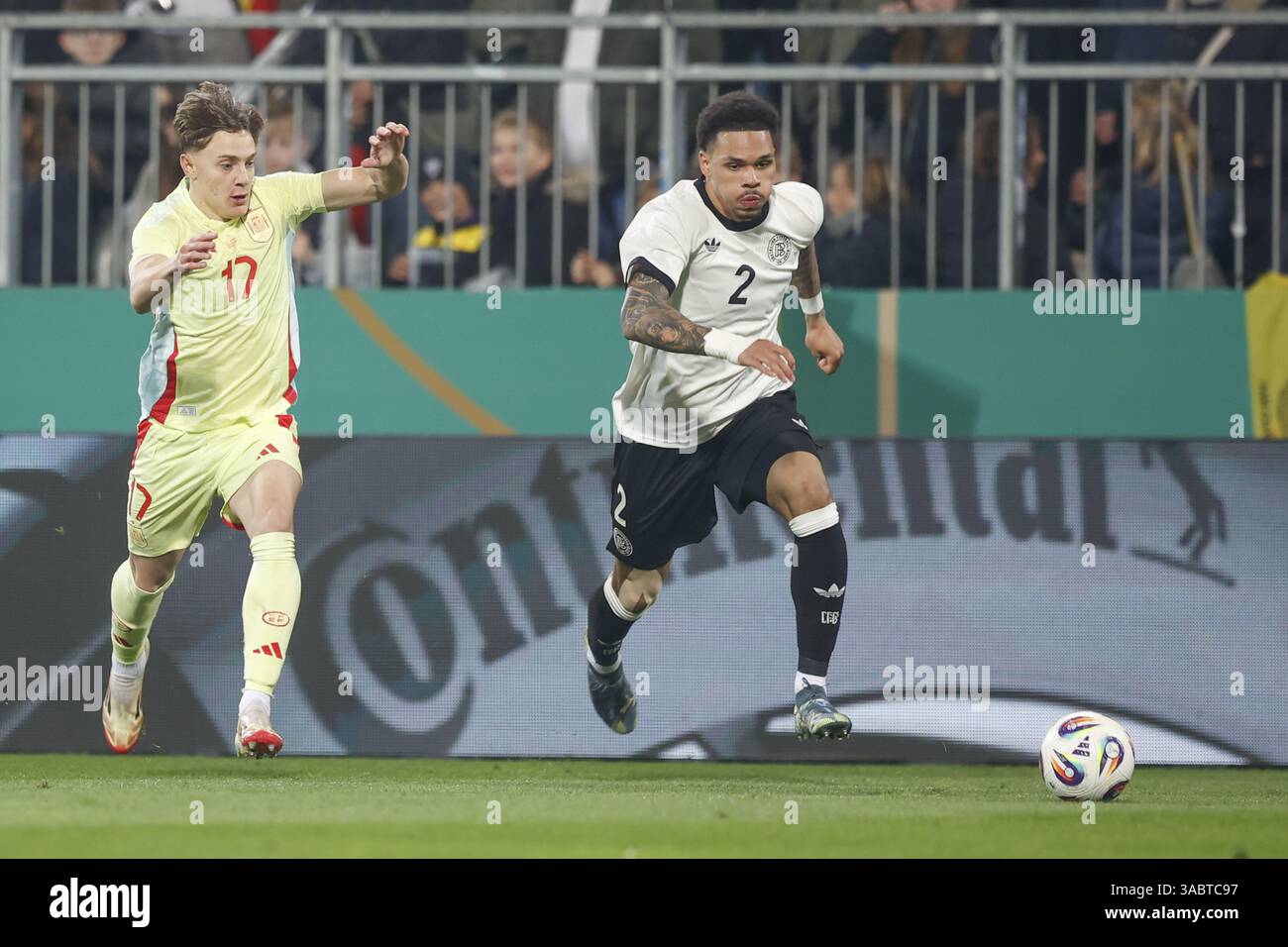Fußball, U21, Freundschaftsspiel, 2024/2025, Deutschland U21 gegen Spanien U21, 25.03.2025, Merck-Stadion am Boellenfalltor, Darmstadt, Deutschland, Pharrel Nnamdi C. Stockfoto