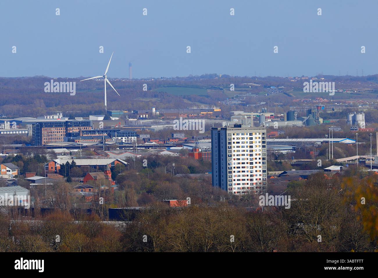 Blick über Hunslet in Richtung Cross Green von Beeston in Leeds, West Yorkshire, Großbritannien Stockfoto