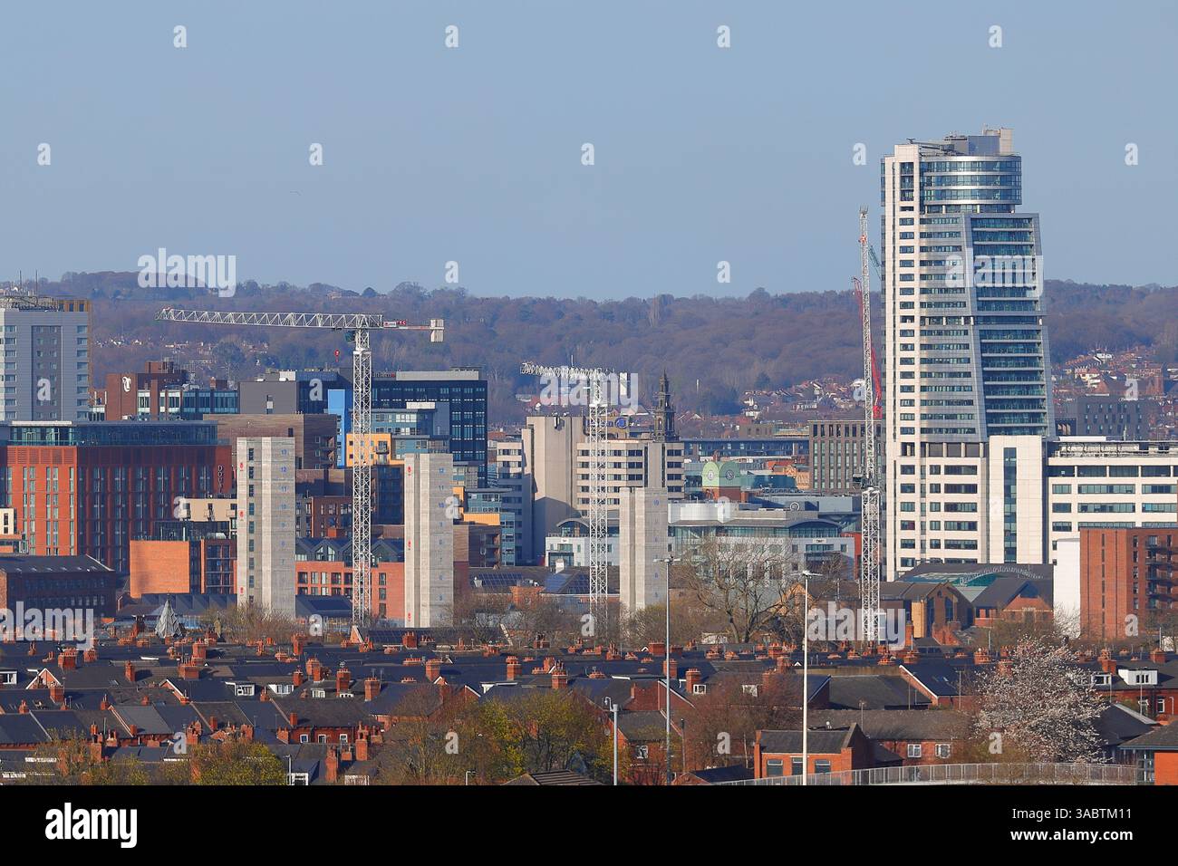 Aufbaukerne aus der Sweetfields-Entwicklung, die Büros und Wohnungen in Leeds City Centre, West Yorkshire, Großbritannien, werden entstehen Stockfoto