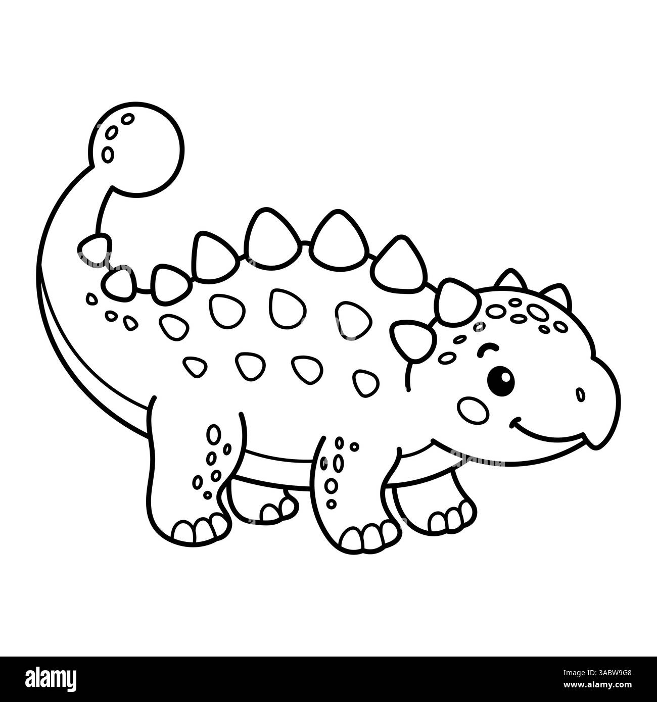 Entzückende Zeichentrickfigur Ankylosaurus Dinosaurier Illustration perfekt zum Ausmalen von Büchern und Kinderdesigns Stock Vektor