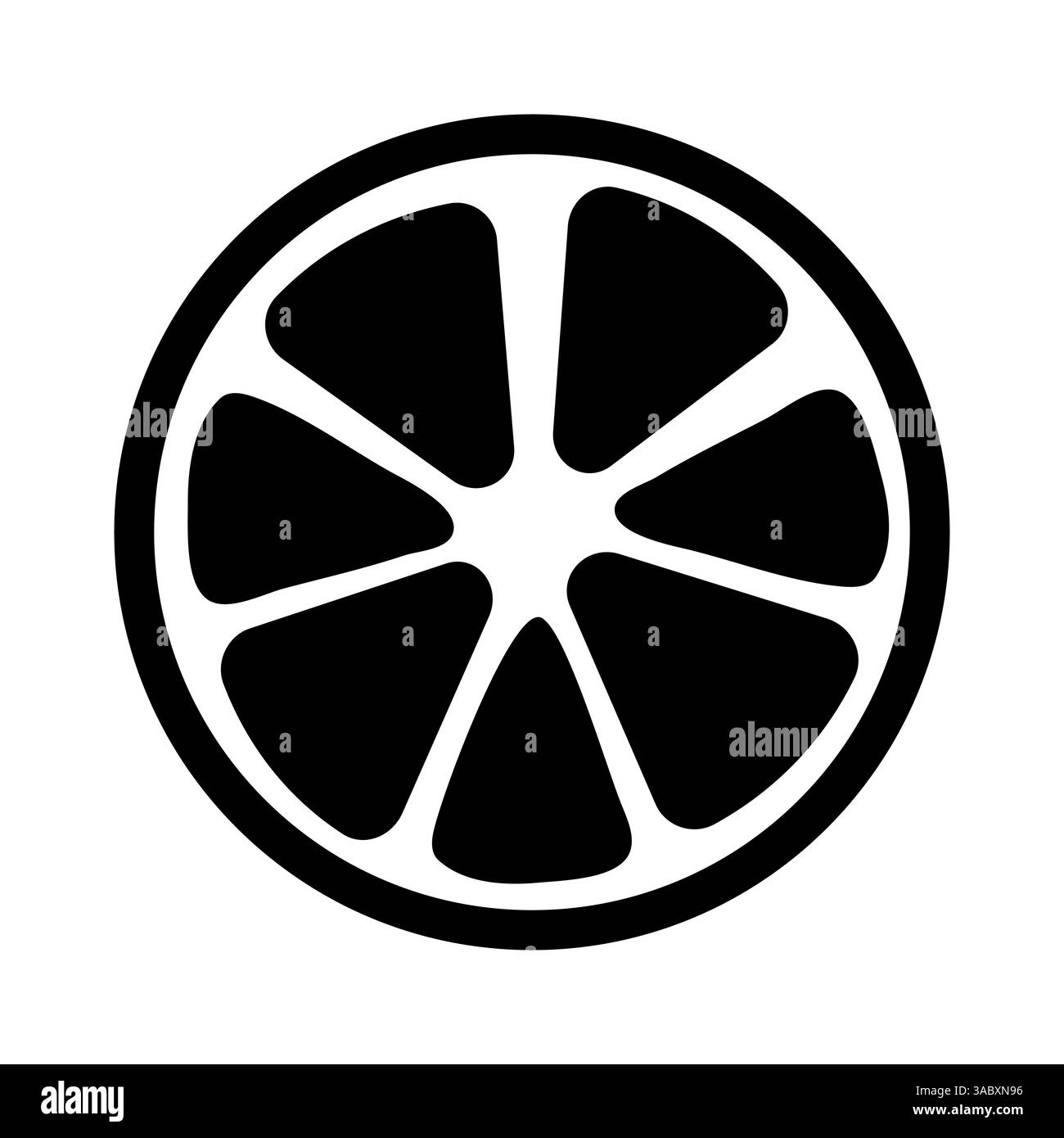 Die frische Zitronenscheibe zeigt saftige Segmente und helle Zitrusnoten im Schwarz-weiß-Design Stock Vektor