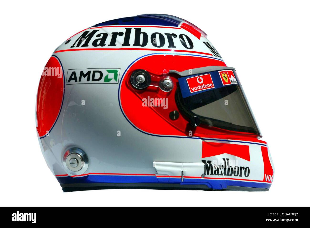 Der Helm von Rubens Barrichello (BRA) Ferrari, Seite..Formel-1-Weltmeisterschaft, RD1, Grand Prix von Australien, Vorbereitungen, Albert Park, Melbourne, Australien, 5. März 2003..DIGITALES BILD (Credit Image: ©Sutton Motorsports/ZUMA Press) Stockfoto