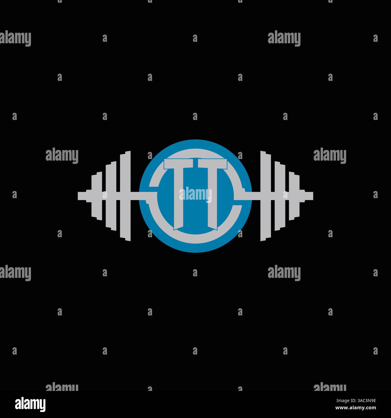 Ursprüngliches TT-Logo-Design mit geometrischer Kurzhantel und Kreislinien-Symbol-Vektorgrafik Stock Vektor