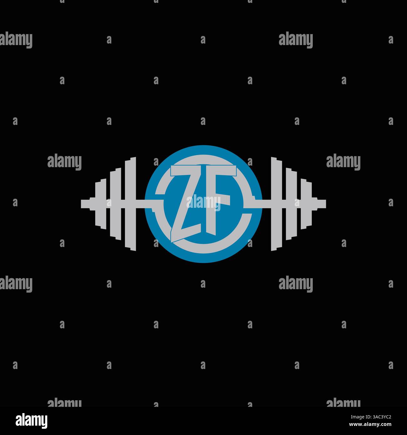 Anfängliches ZF-Logo-Design mit geometrischer Kurzhantel und Kreislinien-Symbol-Vektorgrafik Stock Vektor