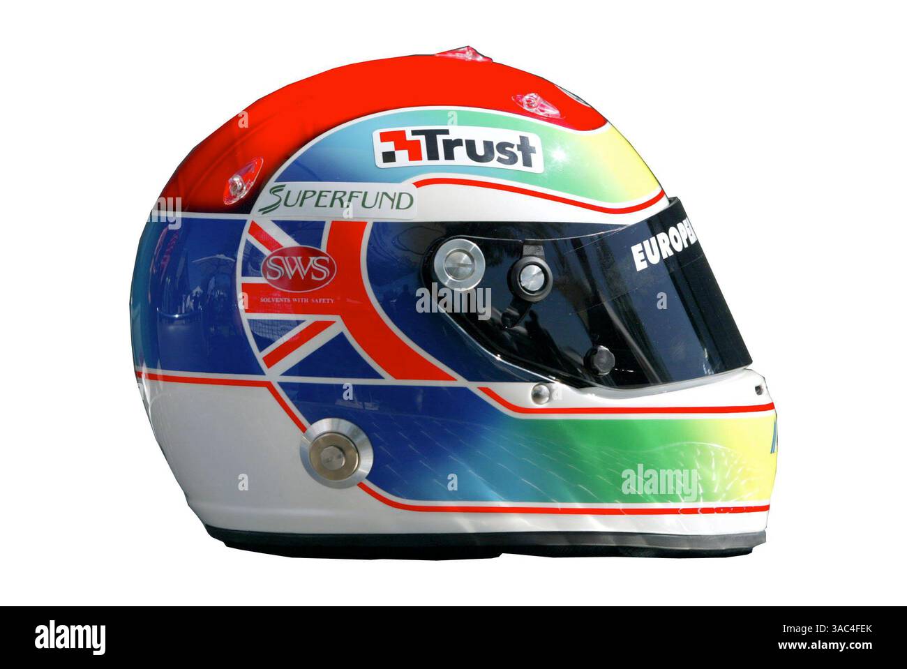 Der Helm von Justin Wilson (GBR) Minardi Cosworth. Formel-1-Weltmeisterschaft, RD1, Grand Prix von Australien, Vorbereitungen, Albert Park, Melbourne, Australien, 6. März 2003..DIGITALES BILD (Credit Image: ©Sutton Motorsports/ZUMA Press) Stockfoto