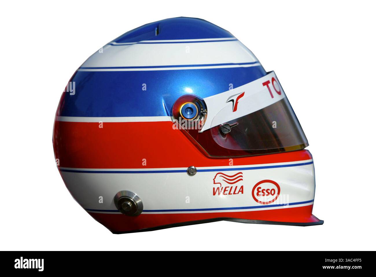 Der Helm von Olivier Panis (FRA) Toyota. Formel-1-Weltmeisterschaft, RD1, Grand Prix von Australien, Vorbereitungen, Albert Park, Melbourne, Australien, 6. März 2003..DIGITALES BILD (Credit Image: ©Sutton Motorsports/ZUMA Press) Stockfoto