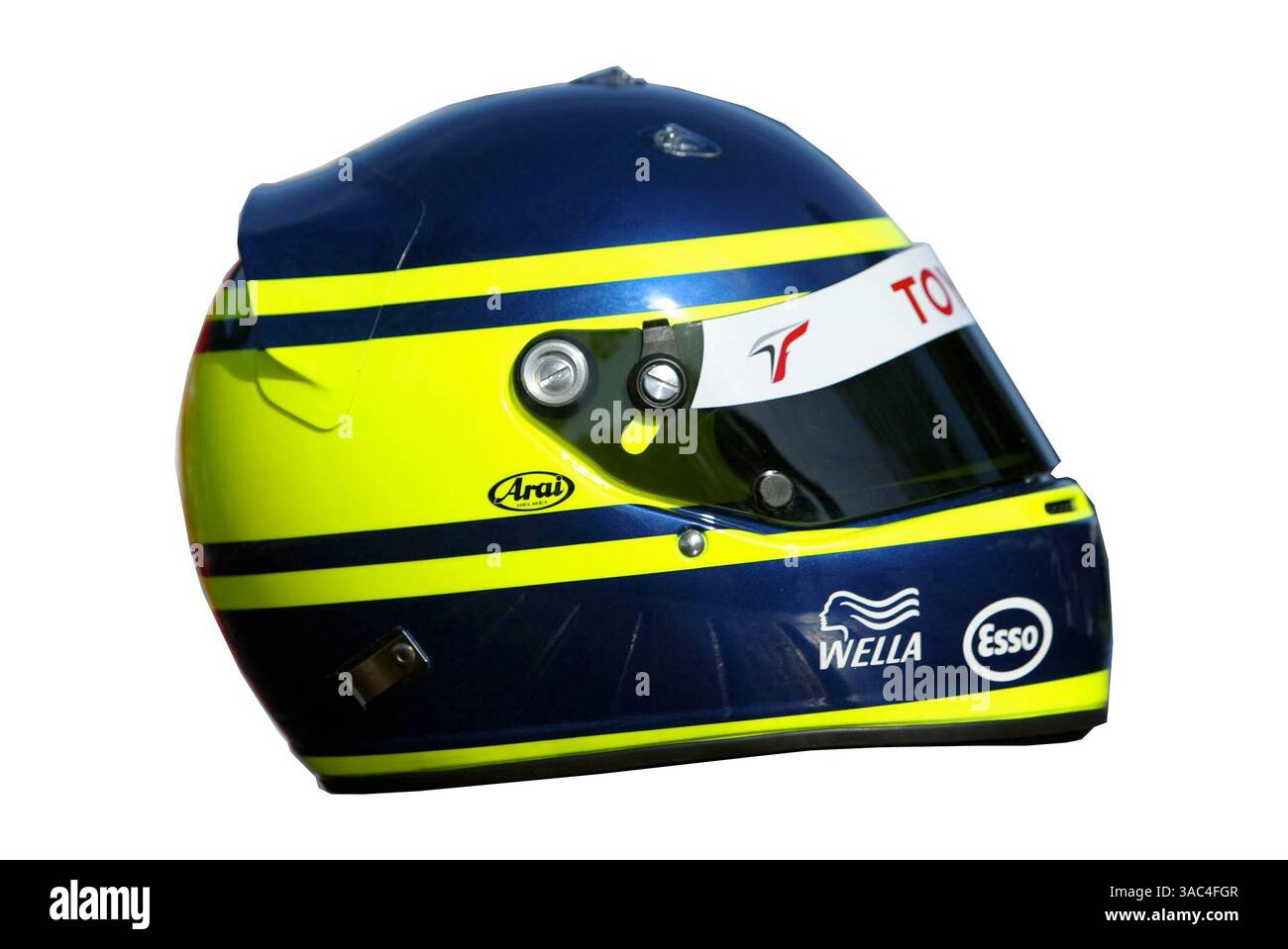 Der Helm von Cristiano da Matta (BRA) Toyota. Formel-1-Weltmeisterschaft, RD1, Grand Prix von Australien, Vorbereitungen, Albert Park, Melbourne, Australien, 6. März 2003..DIGITALES BILD (Credit Image: ©Sutton Motorsports/ZUMA Press) Stockfoto