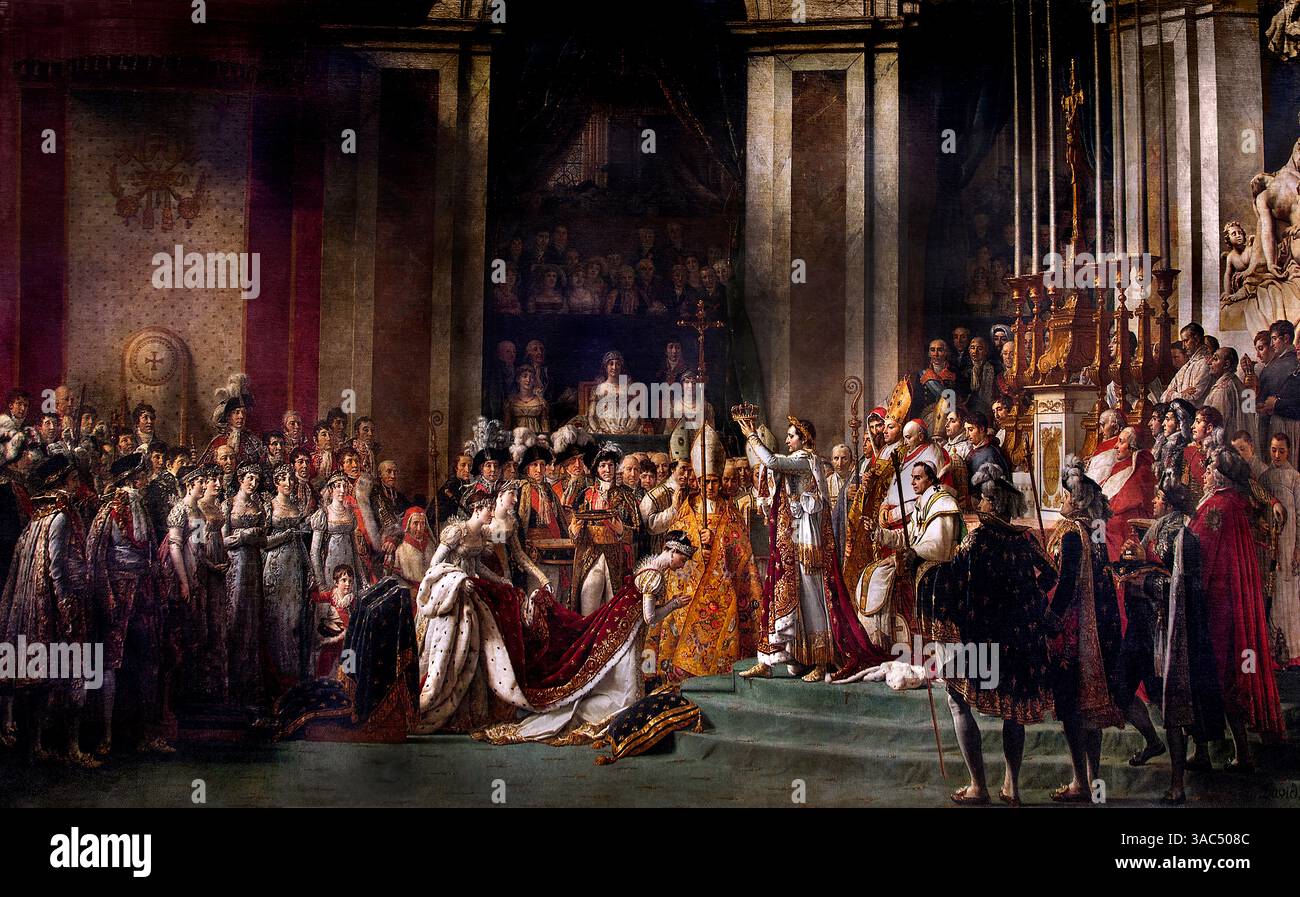 Krönung - Weihe Kaiser Napoleon Bonaparte und Josephine 1807 Kathedrale Notre Dame Paris Jacques-Louis David 1748 – 1825 Frankreich französischer Louvre Paris Stockfoto