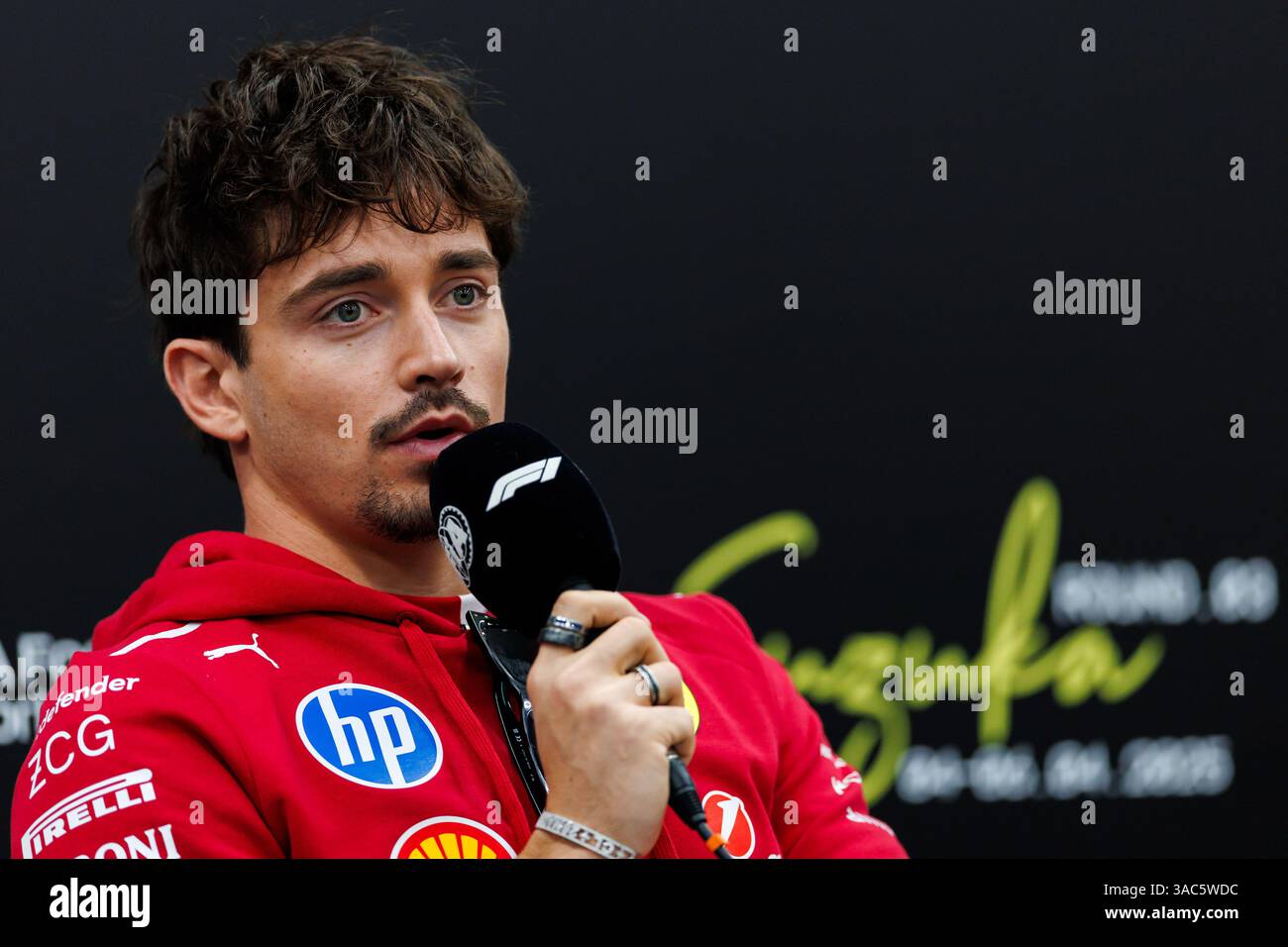 Suzuka, 3. April 2025: Charles Leclerc (MCO) von Scuderia Ferrari während des Formel-1-Grand-Prix von Japan 2025. Quelle: Corleve/Alamy Live News Stockfoto