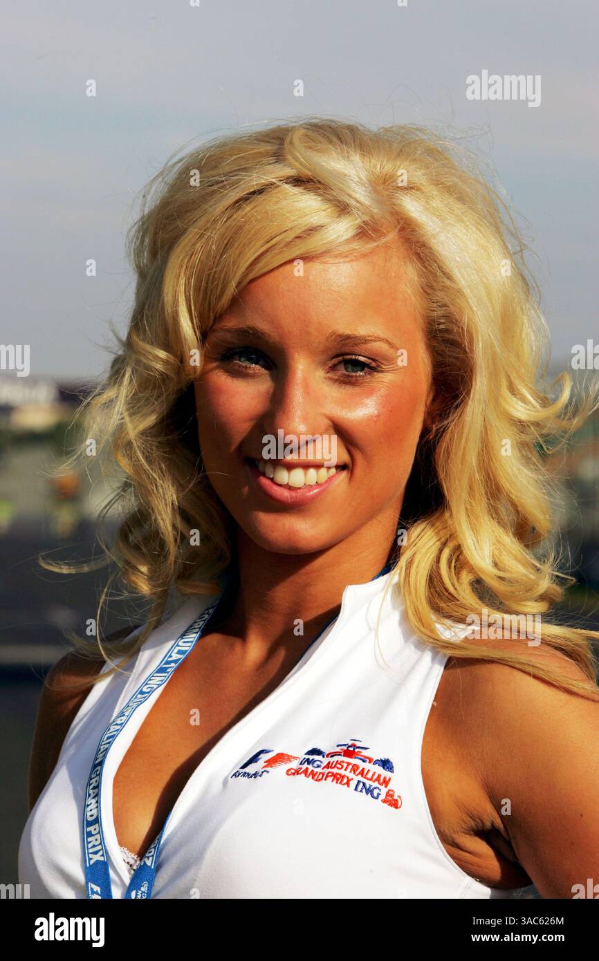 Australian GP Girl... Australian Grand Prix, Rd 1, Vorbereitungen, Albert Park, Melbourne, Australien, Mittwoch, 12. März 2008. Stockfoto