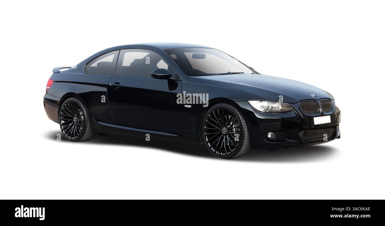 BMW 3 Coupé Sportwagen isoliert auf transparentem Hintergrund Stockfoto