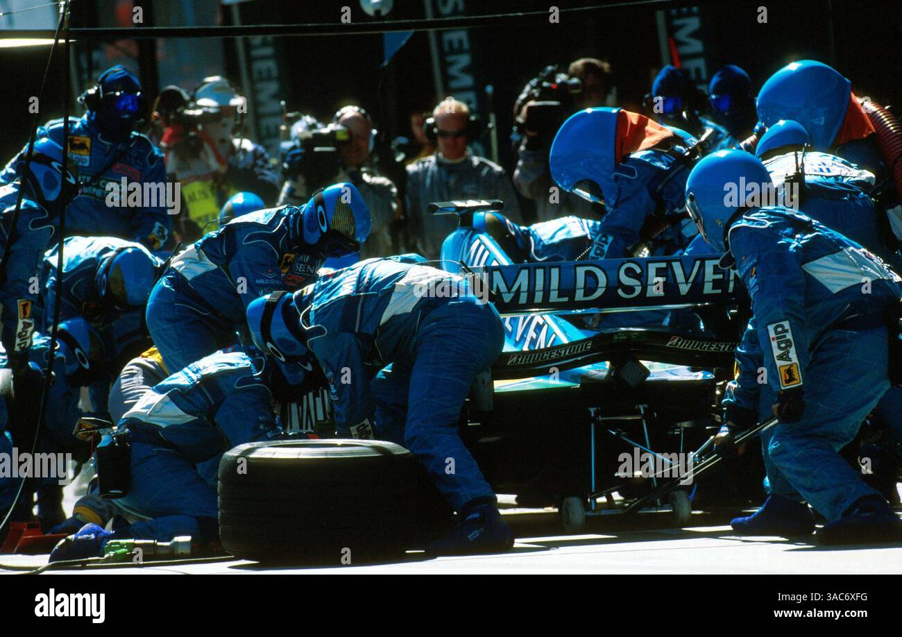 Benetton Pit STOP..Australian GP, Melbourne, 7. März 1999 (Credit Image: ©Sutton Motorsports/ZUMA Press) Stockfoto