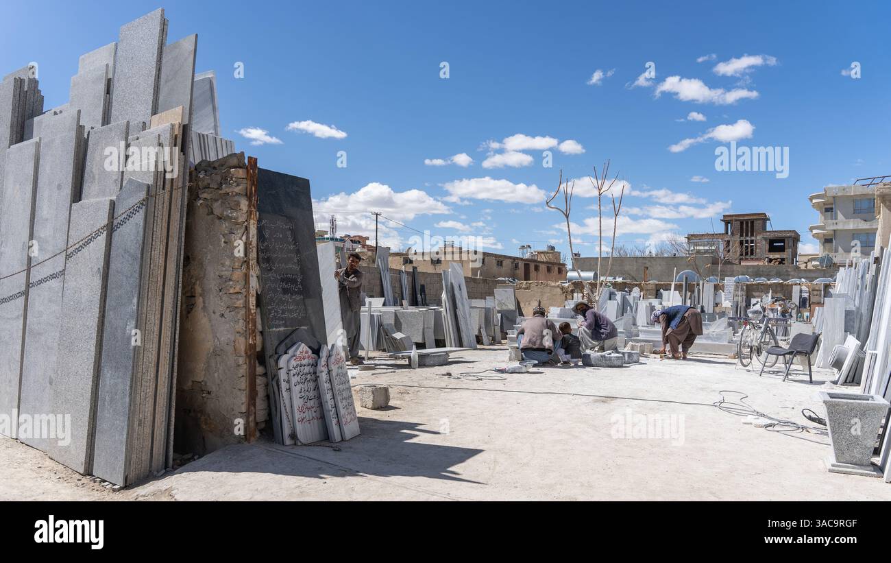 Marmorladen, Werkstatt, Ghazni, Afghanistan Stockfoto