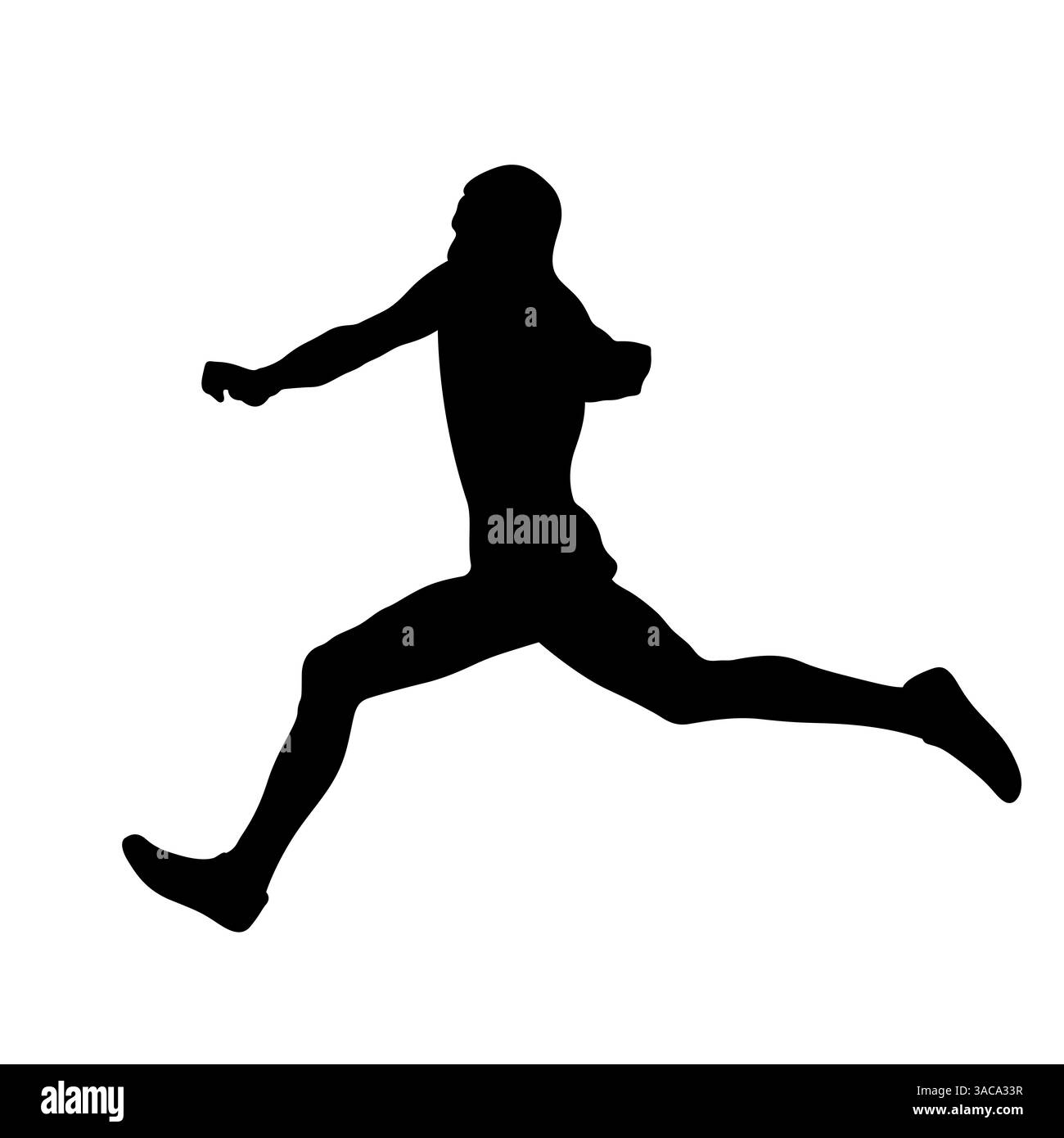 Läufer mit amputiertem Arm, Lauf in Schwarz auf weißem Hintergrund Stockfoto