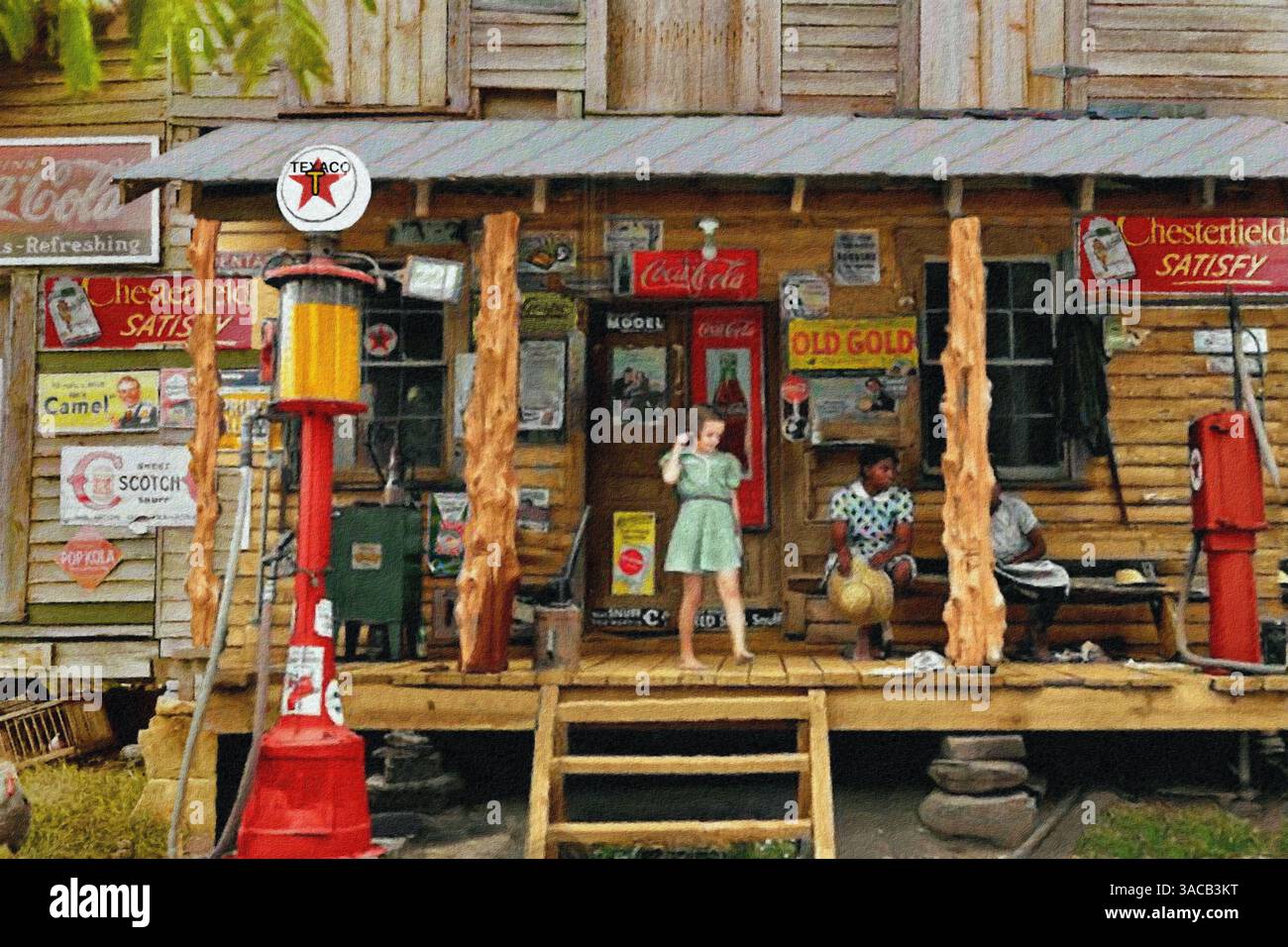 Die Tochter eines weißen Tabak-Sharecropper, der vor dem Landhaus in Gordonton, Person County, North Carolina, USA 1939 stand. Stockfoto