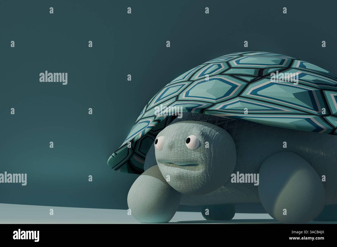 3D-Wiedergabe von Happy Turtle und Pastellblau Stockfoto