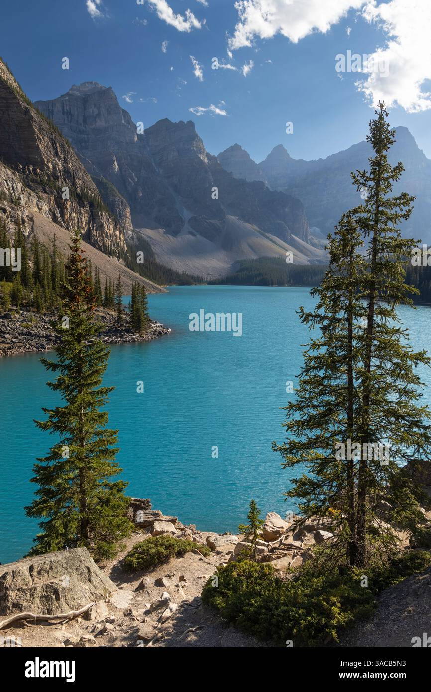 Moraine Lake, Banff Nationalpark, Alberta, Kanada Stockfoto