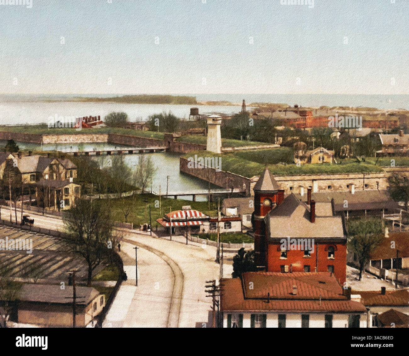 Fort Monroe, Old Point Comfort, Hampton, Virginia, Usa 1902. Stockfoto