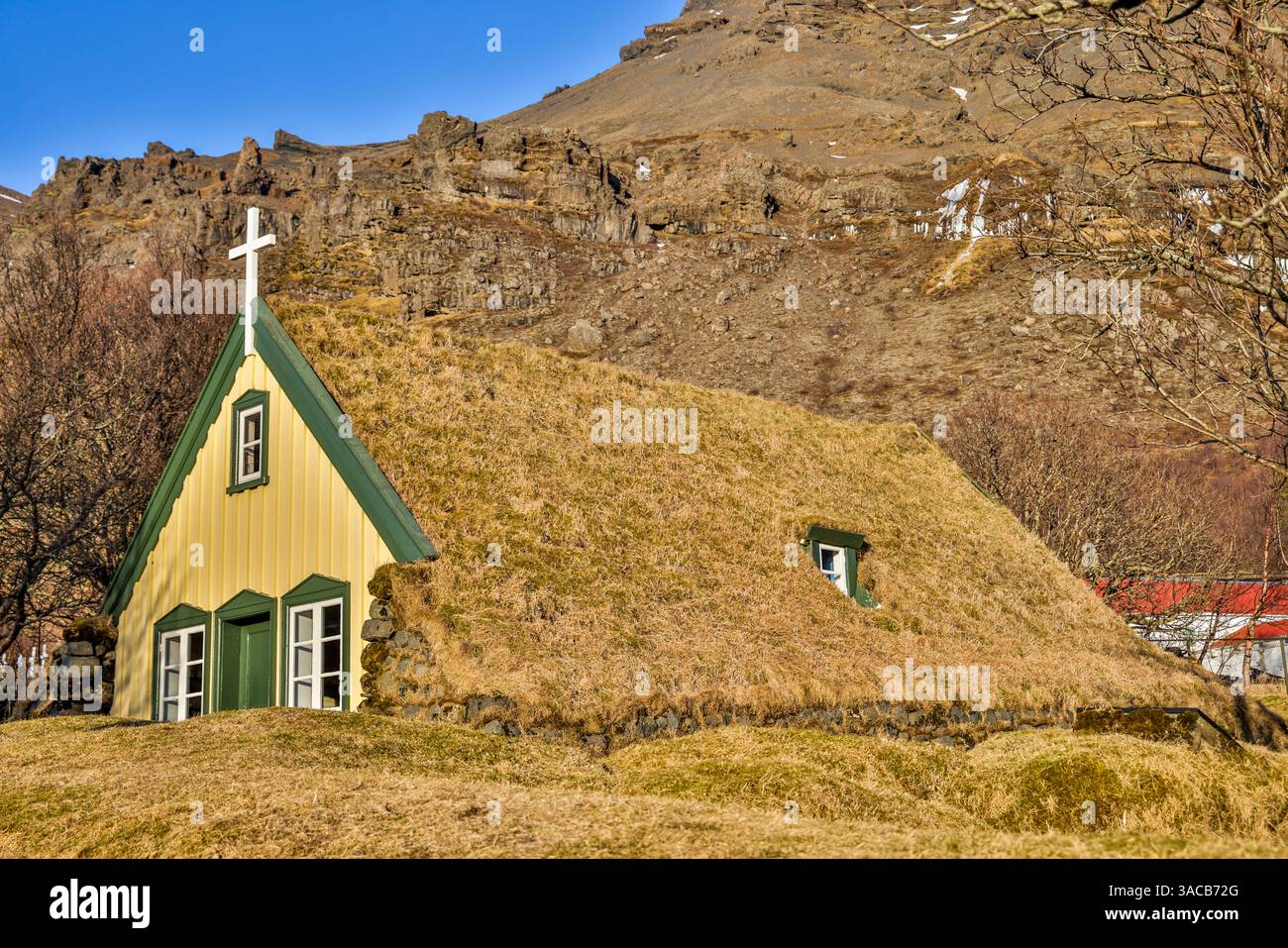 Island, Hofskirkja, die letzte Turfkirche, die im alten Stil erbaut wurde. (Nur Für Redaktionelle Zwecke) Stockfoto