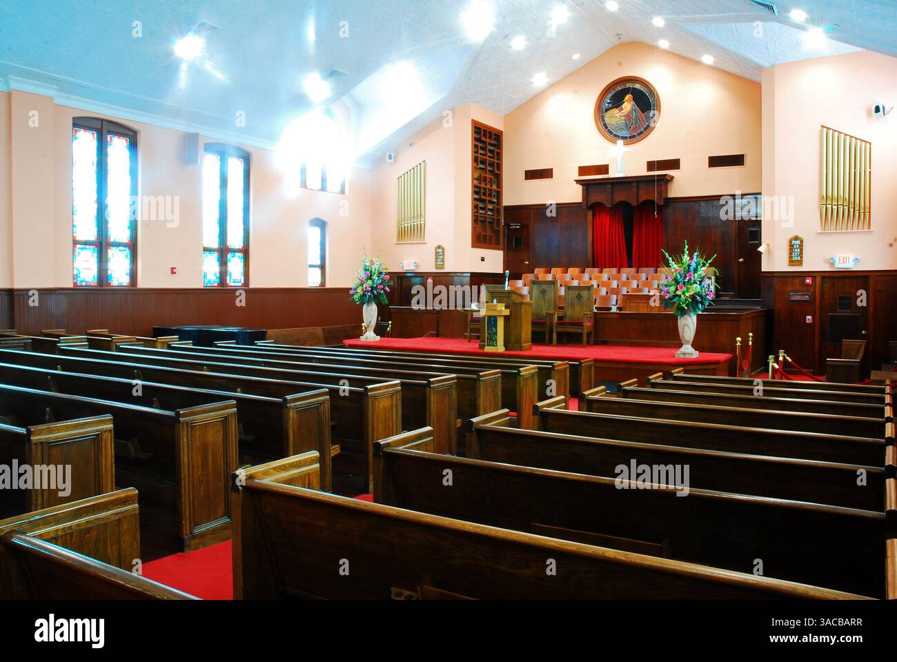 Das Innere der Ebenezer Baptist Church in Atlanta ist erhalten, als Martin Luther King zivil predigte Stockfoto
