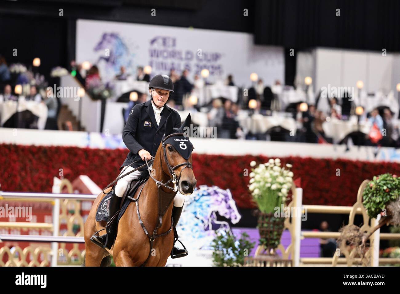 Luke Dee aus Neuseeland mit Gangster WW während des LONGINES FEI Jumping World Cup™ - Finale I beim FEI World Cup Finals Basel 2025 am 3. April 2025, Basel, Schweiz (Foto: Maxime David - MXIMD Pictures) Stockfoto