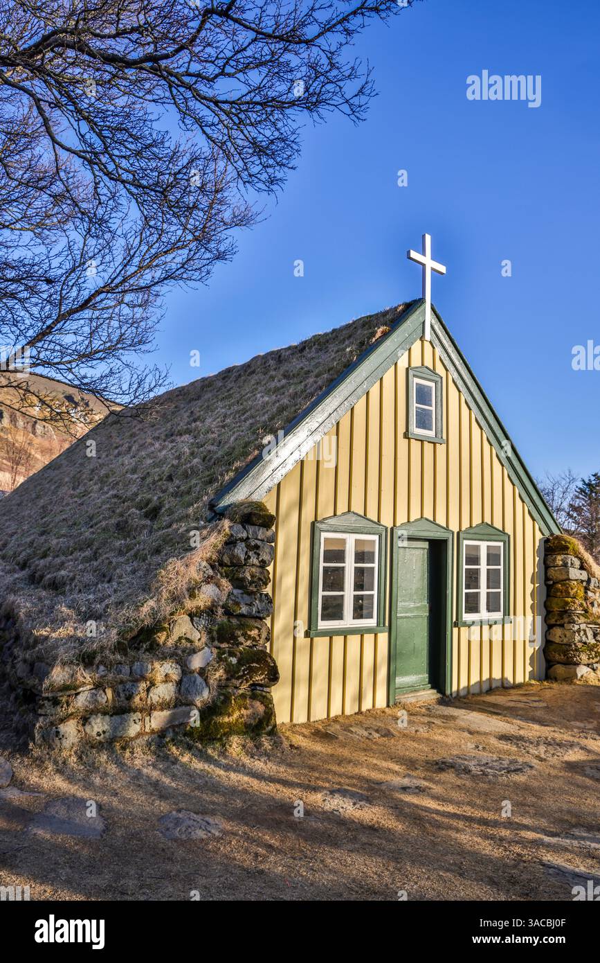 Island, Hofskirkja, die letzte Turfkirche, die im alten Stil erbaut wurde. (Nur Für Redaktionelle Zwecke) Stockfoto