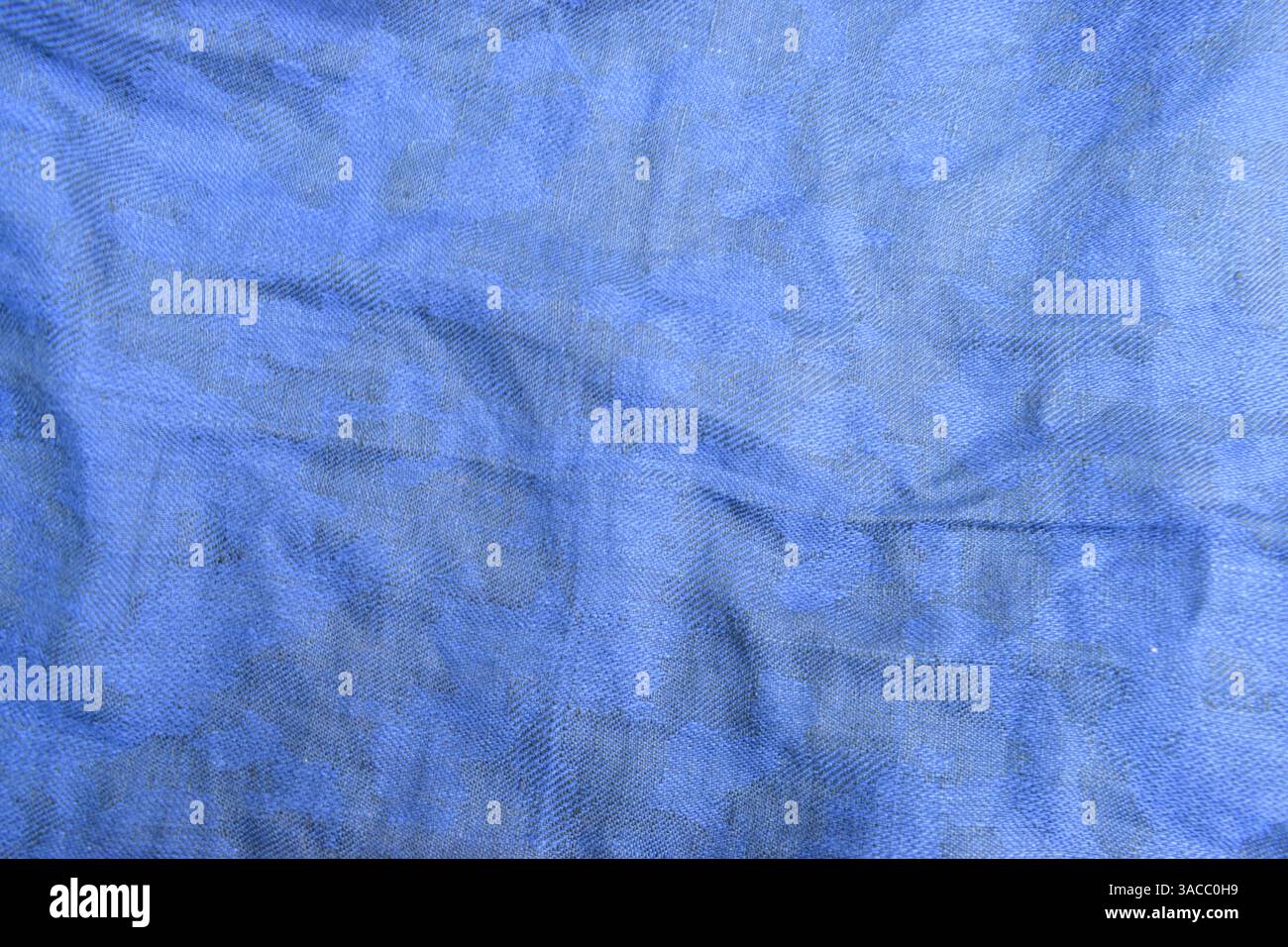 Nahaufnahme Des Texturhintergrunds Des Blauen Leinenhemdes Stockfoto