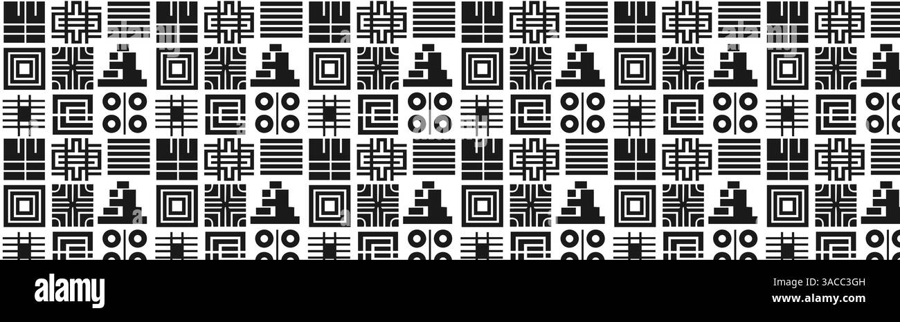 Nahtloses Schwarz-weiß geometrisches Stammes-Muster modernes abstraktes Design für Stoff, Inneneinrichtung und Hintergrund. Stock Vektor