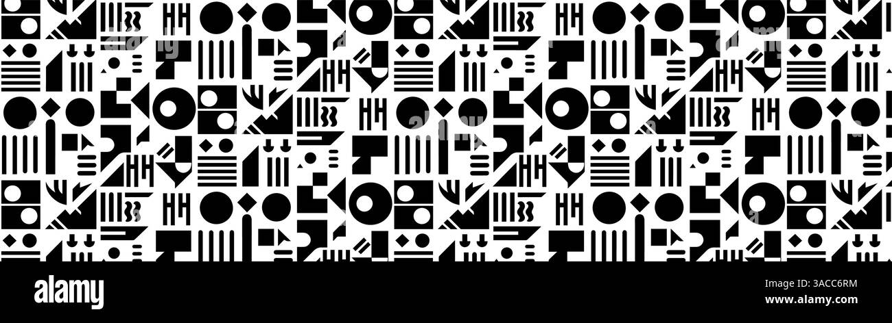 Nahtloses geometrisches abstraktes Muster in Schwarz und weiß, perfekt für Hintergrund, Mode, Wohnkultur und Branding. Stock Vektor