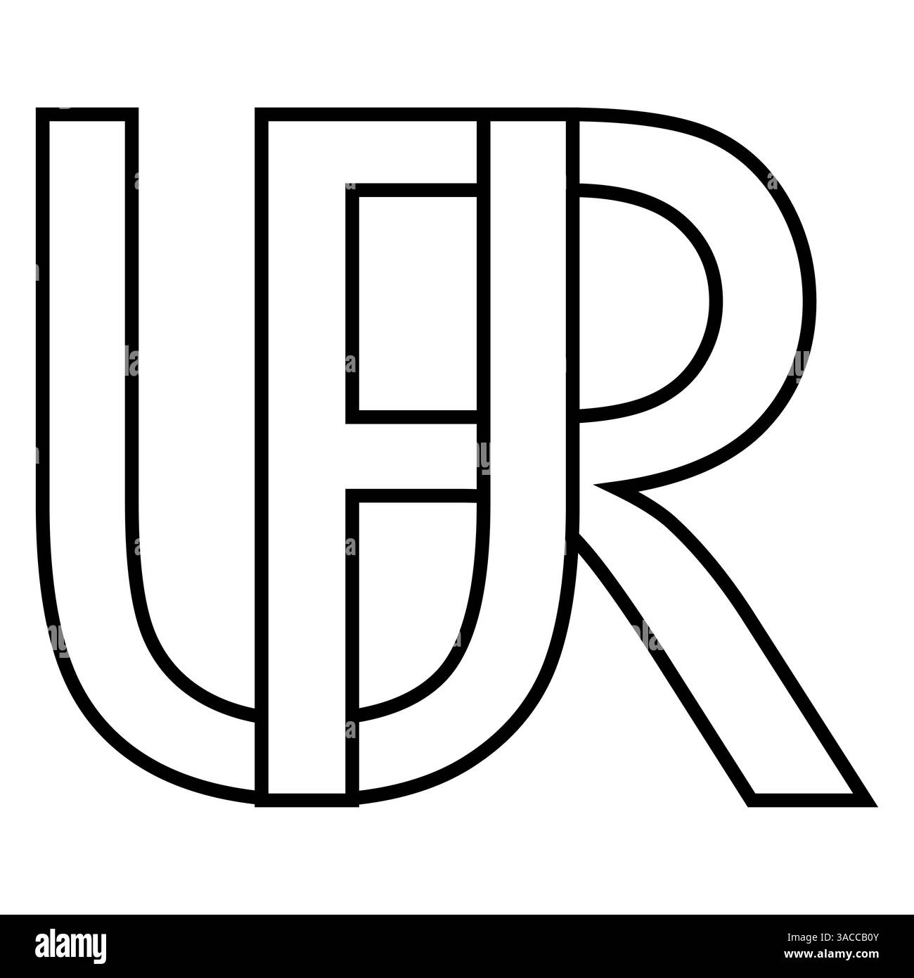 Logozeichen ur ru Symbol Doppelbuchstaben Logotyp u r Stock Vektor