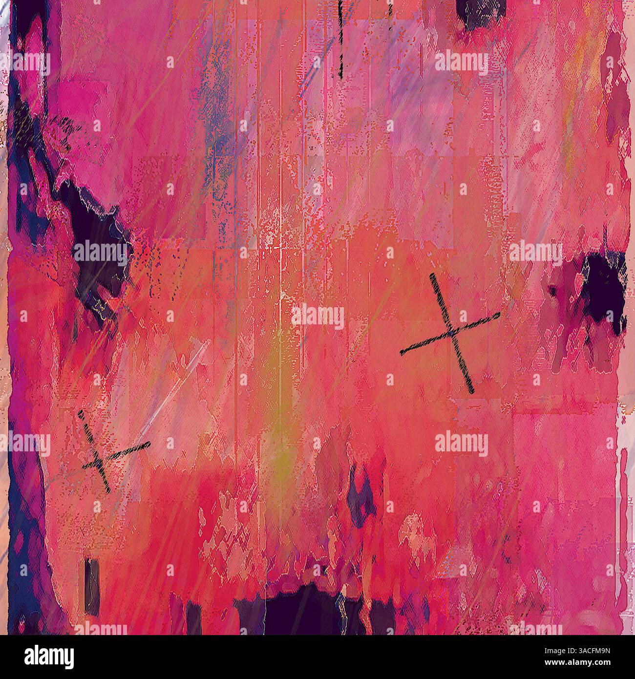 Abstrakter Hintergrund digitale Kunst Mixed Media in Red Colors Stockfoto