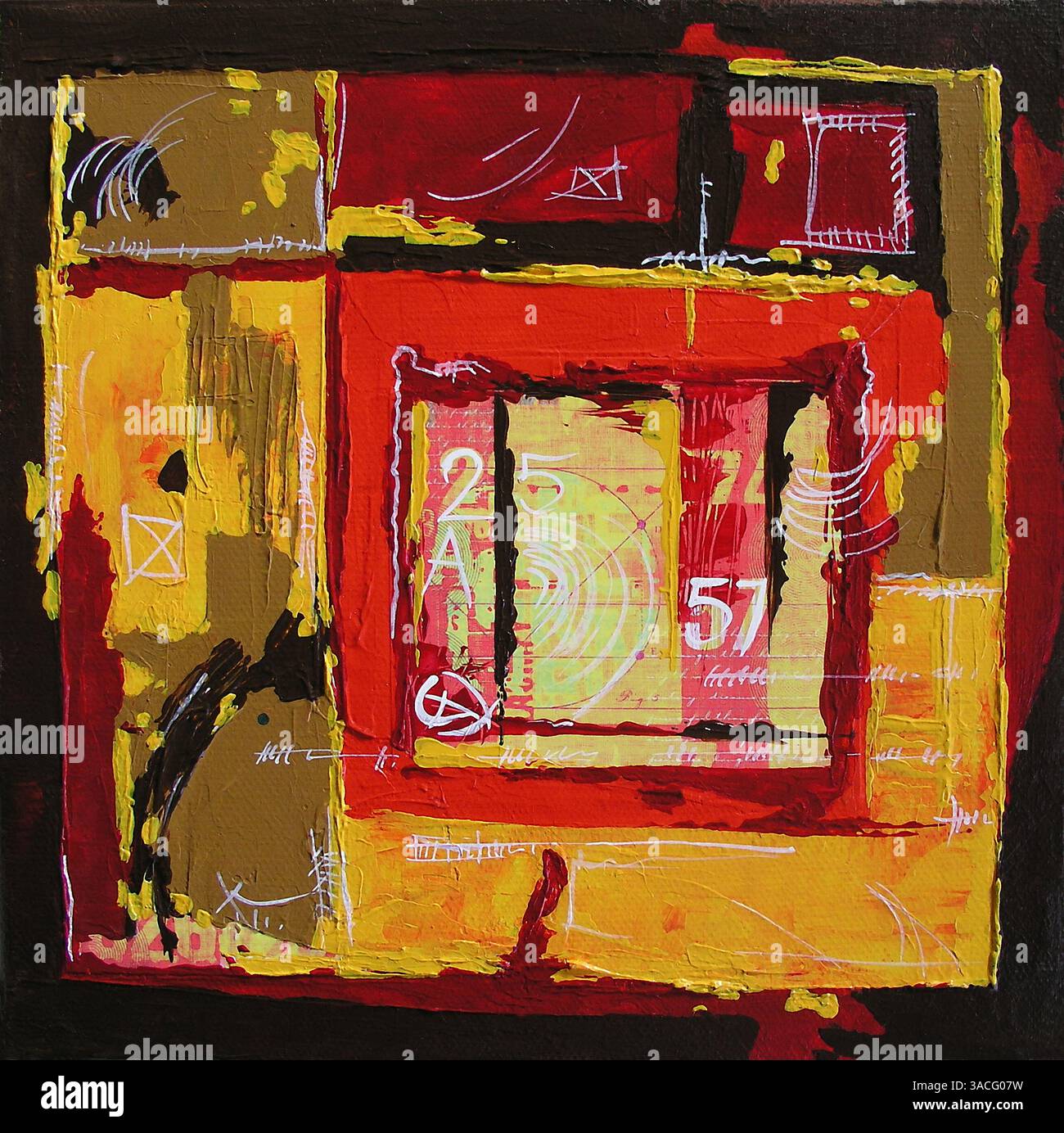 Graffiti- und Quadratmalerei, modernes Illustrations-Letters-Collage-Design Stockfoto