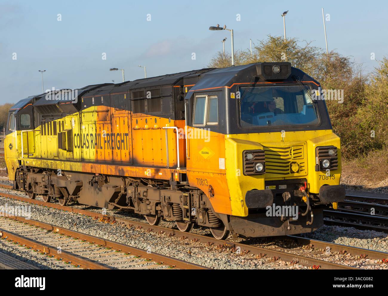 Colas Rail Freight Class 70 Diesellokomotive 70813, Westbury, Wiltshire, England, Großbritannien Stockfoto